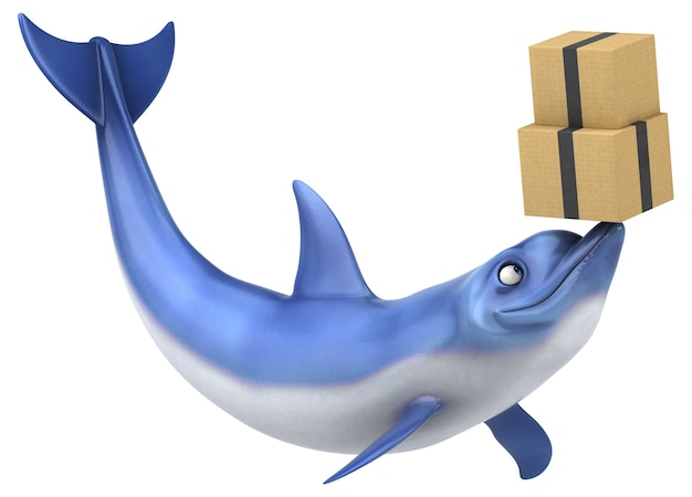 Zabawna ilustracja delfinów 3D
