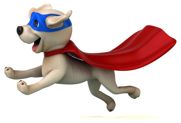 Zabawna kreskówka 3D super biały labrador retriever