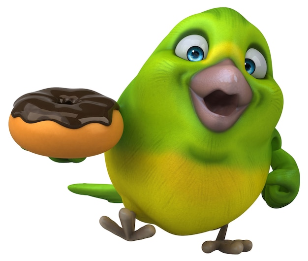 Zabawny zielony ptak ilustracja 3D