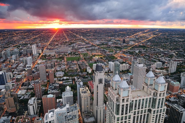 Bezpłatne zdjęcie zachód słońca w chicago