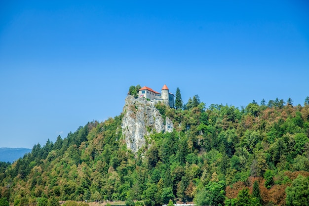 Zamek na szczycie klifu w okresie letnim