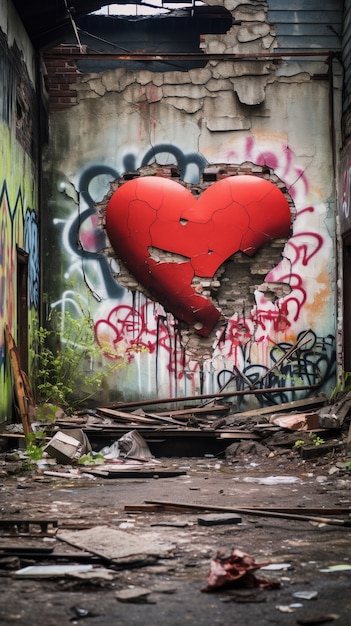 Bezpłatne zdjęcie zamknij graffiti złamanego serca