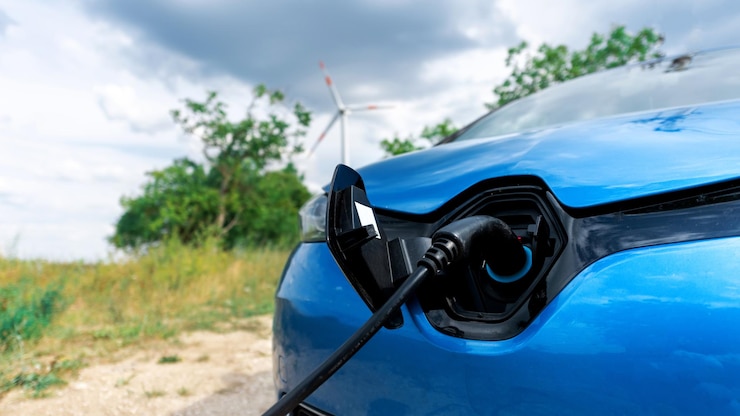 Bezpłatny plik Zdjęcie zamknij widok ładowarki podłączonej do samochodu elektrycznego