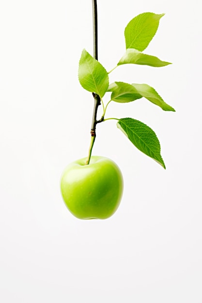 Bezpłatne zdjęcie zamknij zielone jabłko na gałęzi