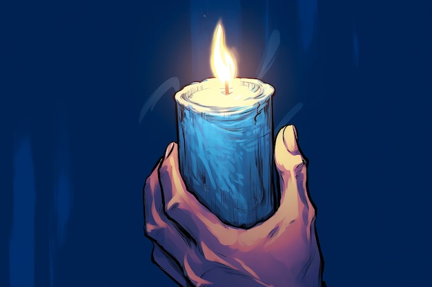Bezpłatne zdjęcie zapalona świeca w stylu anime trzymana przez osobę