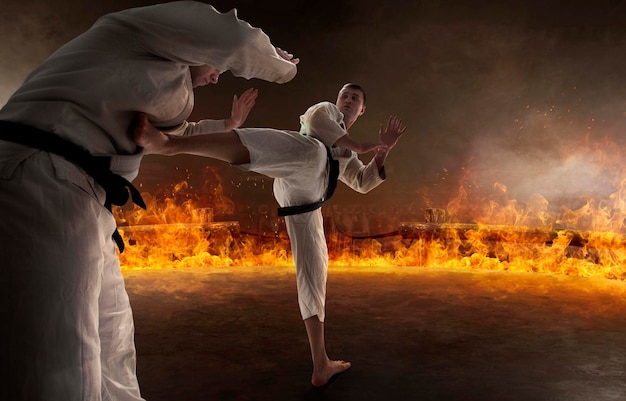 Bezpłatne zdjęcie zawodnicy karate