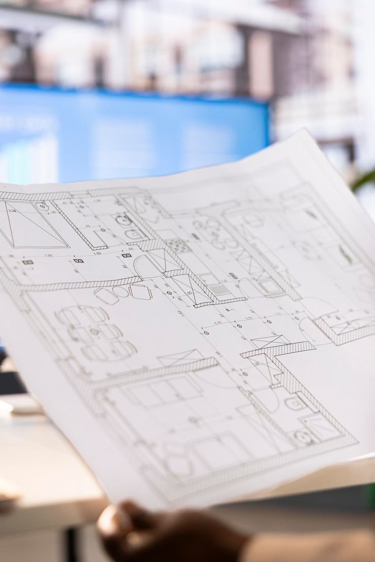 Bezpłatny plik Zdjęcie zbliżenie architekta projektującego plany renowacji i przekształceń budynków