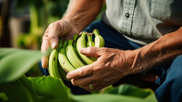 Zbliżenie bananów w ręku