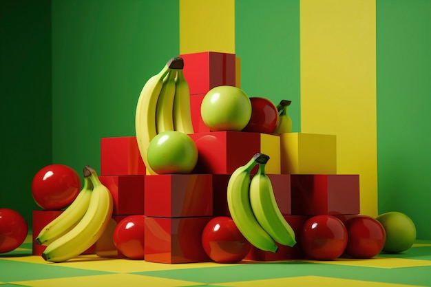 Bezpłatne zdjęcie zbliżenie bananów z pomidorami