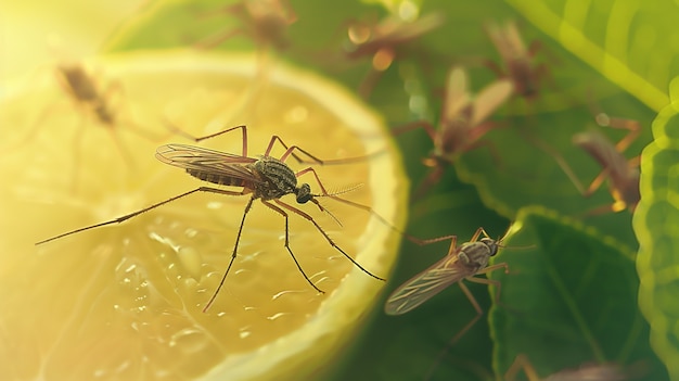 Zbliżenie komarów w przyrodzie
