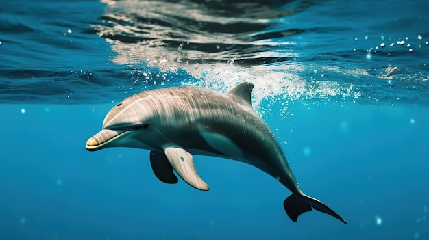 Bezpłatne zdjęcie zbliżenie na delfina pływającego pod wodą
