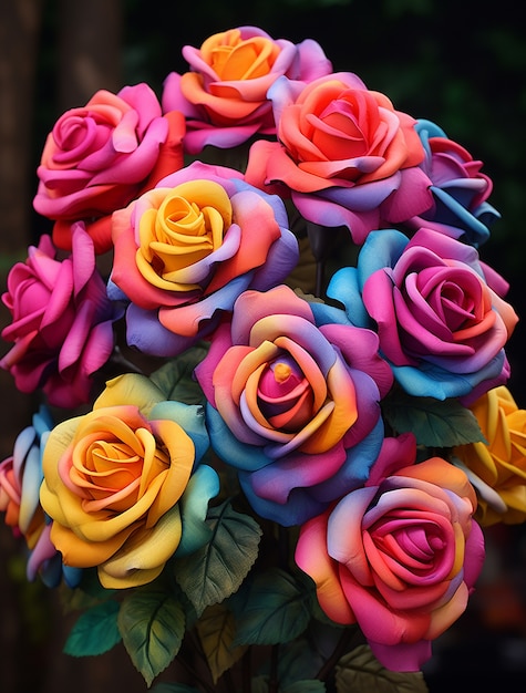 Zbliżenie na kolorowe róże