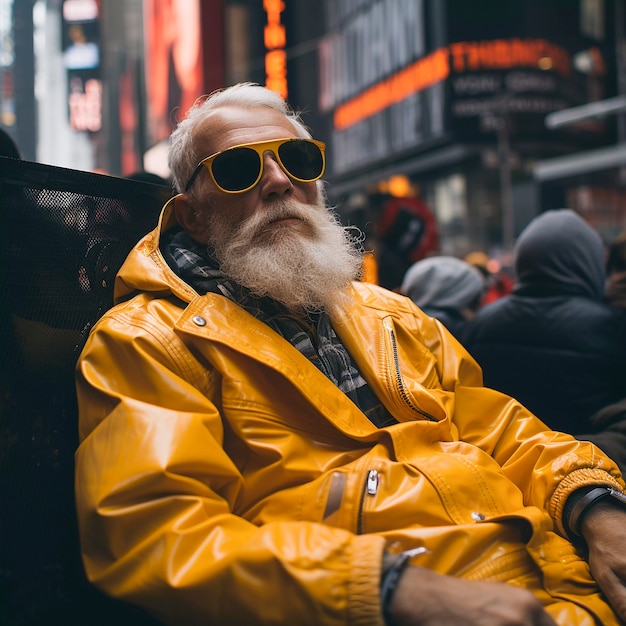 Bezpłatne zdjęcie zbliżenie na nowojorskiego mężczyznę w modnej kurtce