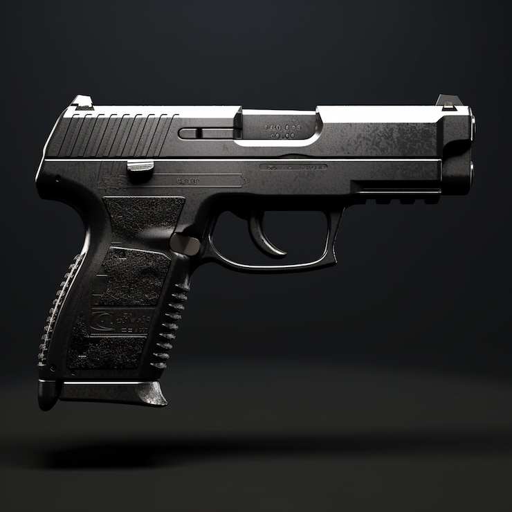 Bezpłatny plik Zdjęcie zbliżenie na pistolet na czarnym tle