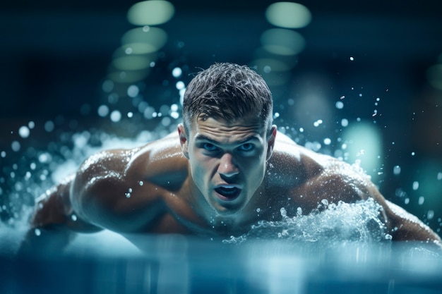 Zbliżenie na pływanie sportowca