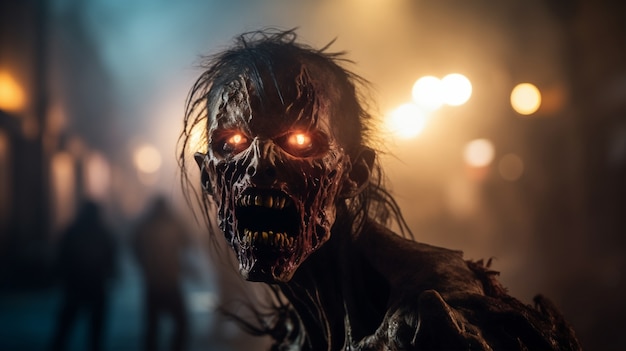 Bezpłatne zdjęcie zbliżenie na portret zombie