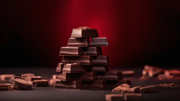 Zbliżenie na pyszne kawałki czekolady