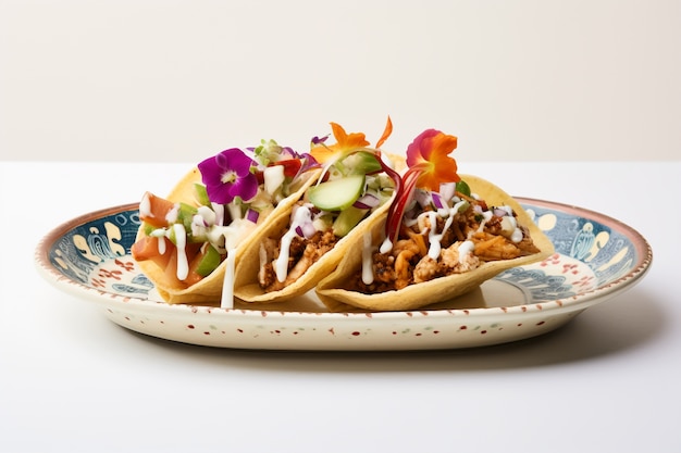 Bezpłatne zdjęcie zbliżenie na pyszne tacos na talerzu