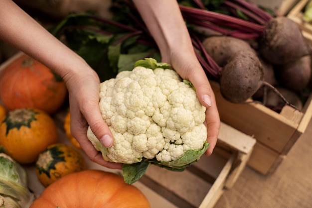 Zbliżenie Na Pyszny Organiczny Kalafior