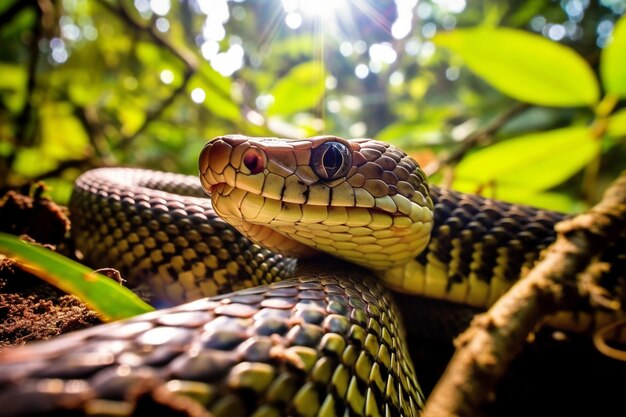 Zbliżenie na węża w naturalnym środowisku