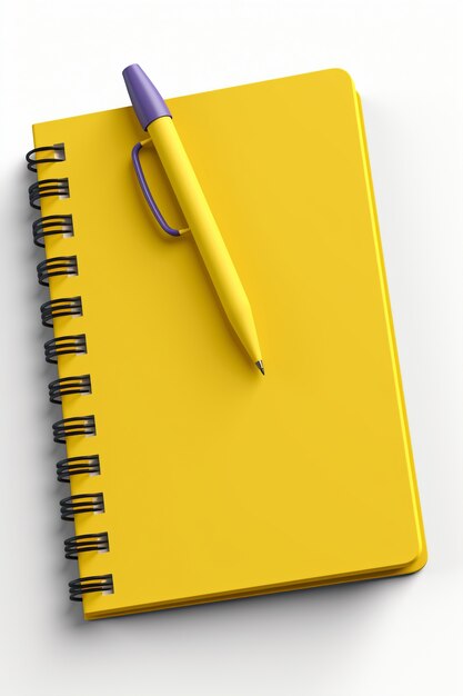 Zbliżenie na żółty długopis w notatniku