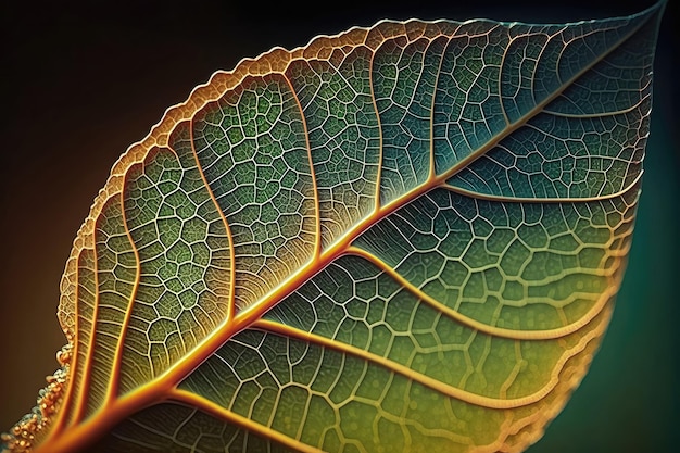 Zbliżenie natura zielony liść Tropikalny liść makro widok
