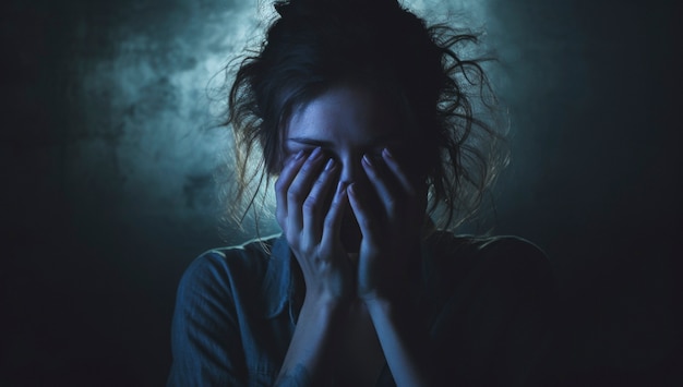 Zbliżenie osoby cierpiącej na depresję