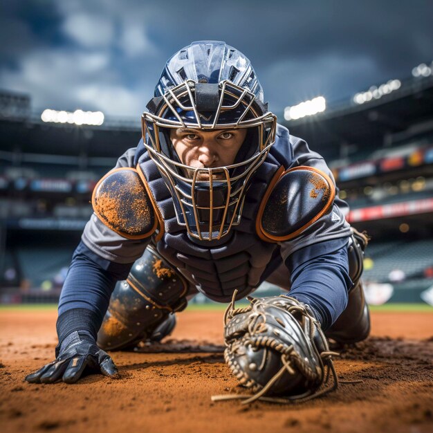 Zbliżenie portret na baseballisty