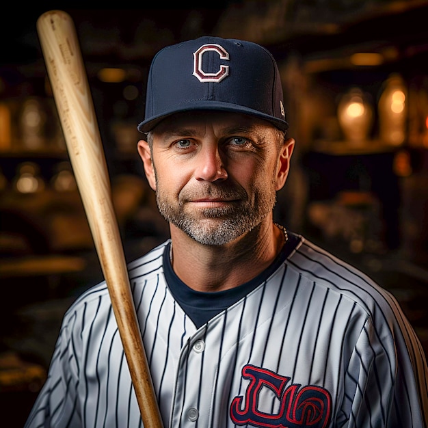 Zbliżenie portret na baseballisty