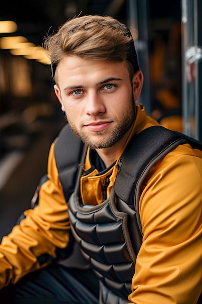 Zbliżenie portret na baseballisty