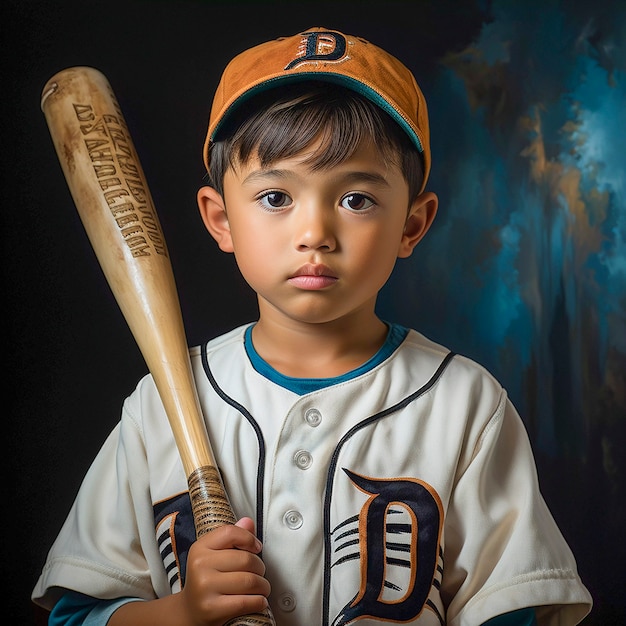 Bezpłatne zdjęcie zbliżenie portretu młodego gracza w baseball