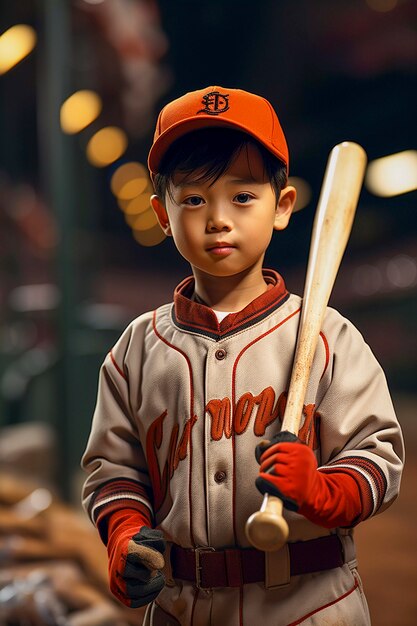 Zbliżenie portretu młodego gracza w baseball
