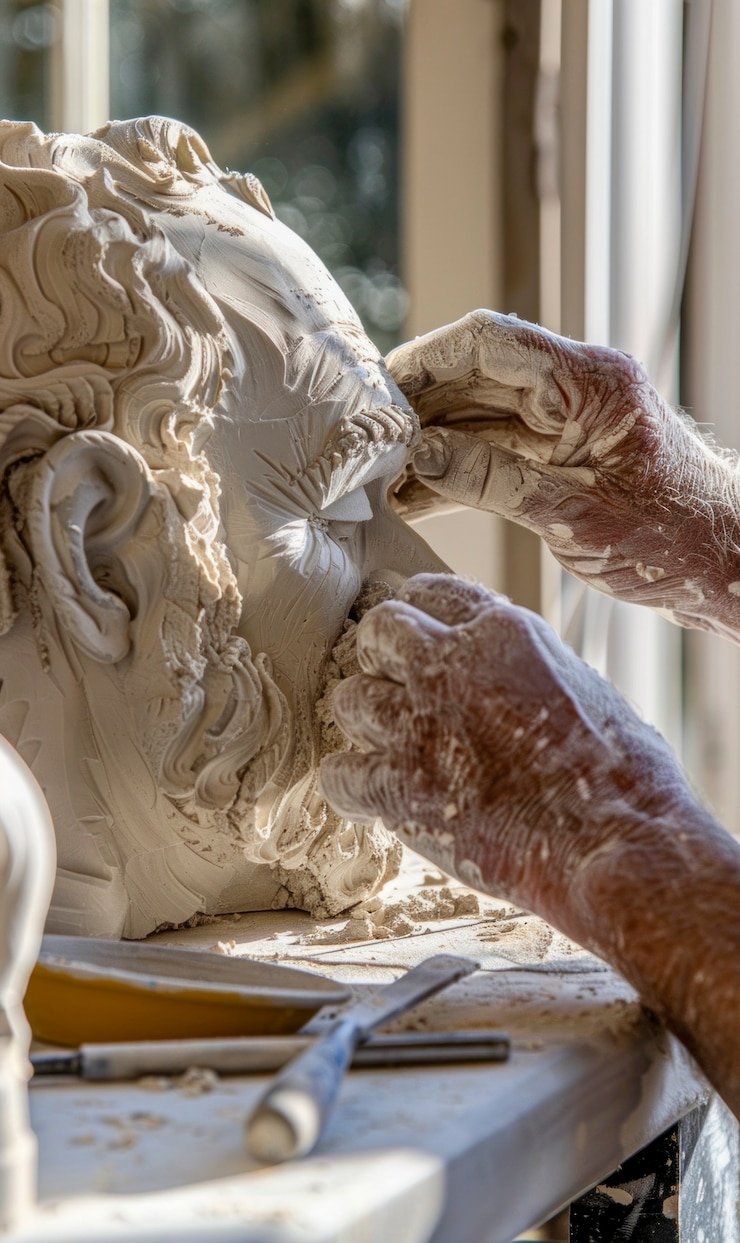 Bezpłatny plik Zdjęcie zbliżenie rąk pracujących nad ceramiką