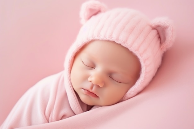 Zbliżenie śpiącego nowo narodzonego dziecka