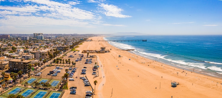 Bezpłatny plik Zdjęcie zdjęcia lotnicze pięknego wybrzeża w los angeles w kalifornii