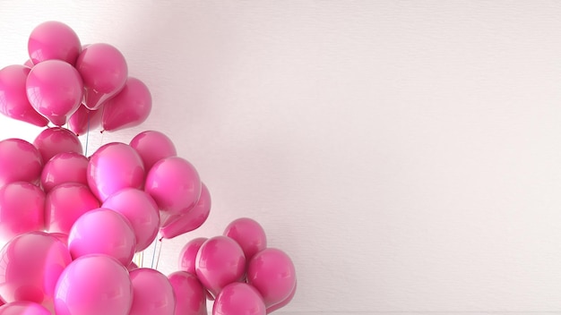 Zdjęcie balonu w pokoju makieta pusta przestrzeń domowy różowy motyw