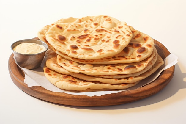 Bezpłatne zdjęcie zdjęcie indyjskiego chleba izolowane na białym tle