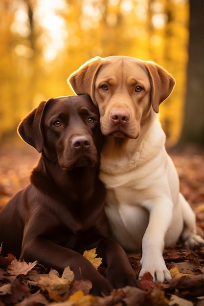 Zdjęcie psów Labrador Retriever generowane przez Ai