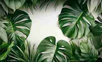 Bezpłatne zdjęcie zdjęcie składu tropikalnych zielonych liści na białym tle