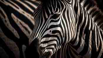 Bezpłatne zdjęcie zebra w czarno-białe paski w afryce wygenerowana przez sztuczną inteligencję