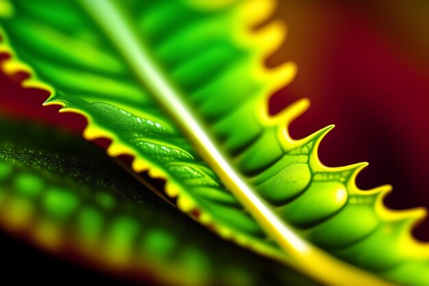 Zielony liść ze słowem „na nim”