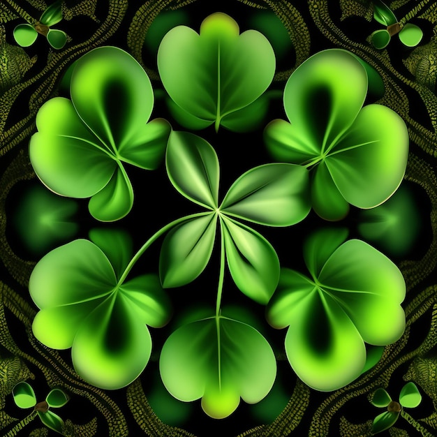 Bezpłatne zdjęcie zielony liściasty wzór z czterema liśćmi