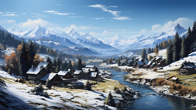 zimowa panorama krajobrazowa