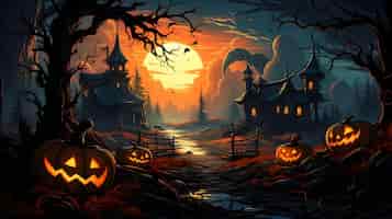 Bezpłatne zdjęcie zła scena halloween z dyni