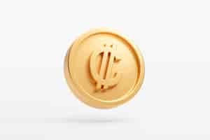 Bezpłatne zdjęcie złota moneta dwukropek kostaryka waluta pieniądze ikona znak lub symbol biznes i wymiana finansowa 3d ilustracja tła