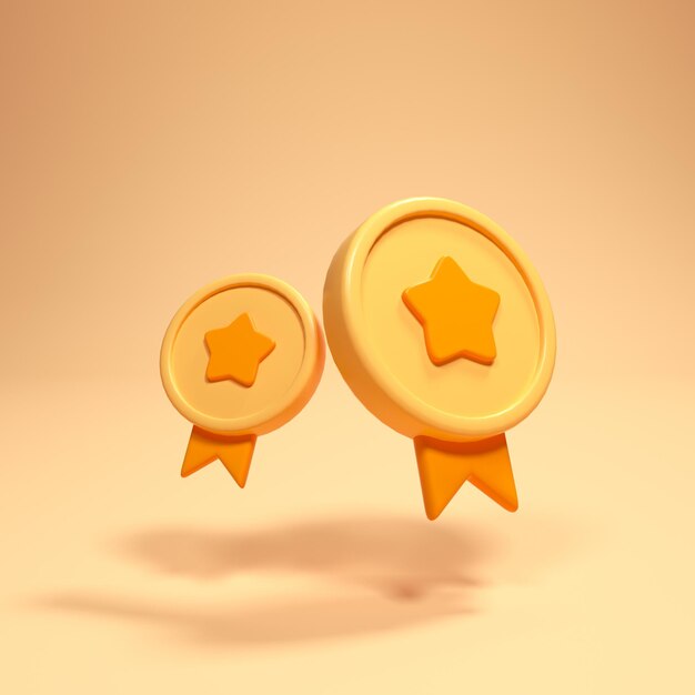 Złote Monety 3d Z Ikoną Gwiazdy Etykieta Gwarancji Jakości Premium Premium Zdjęcia