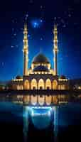 Bezpłatne zdjęcie złożony budynek meczetu i architektura w nocy