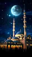 Bezpłatne zdjęcie złożony budynek meczetu i architektura w nocy