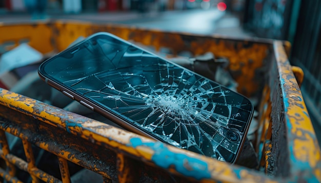 Bezpłatne zdjęcie zniszczenie sceny smartfonu