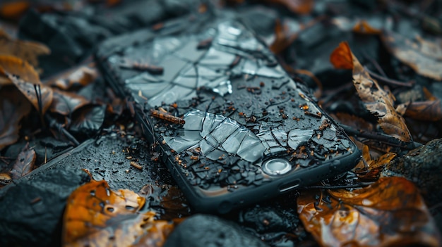 Bezpłatne zdjęcie zniszczenie sceny smartfonu